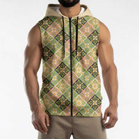 Seamless Pattern Puakenikeni and Kalo Sleeveless Zip Hoodie LT9 - Polynesian Pride