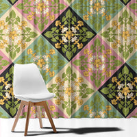 Seamless Pattern Puakenikeni and Kalo Window Curtain - Polynesian Pride