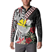 Hawaii Monk Seal Santa Button Sweatshirt Hibiscus Kakau Pattern Mele Kalikimaka LT9 - Polynesian Pride
