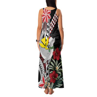Hawaii Monk Seal Santa Family Matching Tank Maxi Dress and Hawaiian Shirt Hibiscus Kakau Pattern Mele Kalikimaka