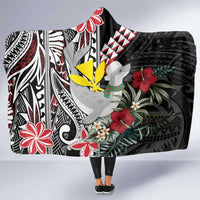Hawaii Monk Seal Santa Hooded Blanket Hibiscus Kakau Pattern Mele Kalikimaka LT9 One Size Black - Polynesian Pride