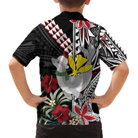 Hawaii Monk Seal Santa Kid Hawaiian Shirt Hibiscus Kakau Pattern Mele Kalikimaka