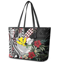 Hawaii Monk Seal Santa Leather Tote Bag Hibiscus Kakau Pattern Mele Kalikimaka LT9 - Polynesian Pride