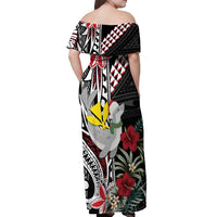 Hawaii Monk Seal Santa Off Shoulder Maxi Dress Hibiscus Kakau Pattern Mele Kalikimaka LT9 - Polynesian Pride