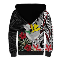Hawaii Monk Seal Santa Sherpa Hoodie Hibiscus Kakau Pattern Mele Kalikimaka LT9 - Polynesian Pride