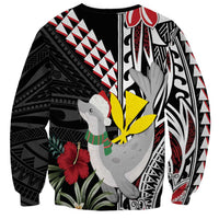 Hawaii Monk Seal Santa Sweatshirt Hibiscus Kakau Pattern Mele Kalikimaka LT9 - Polynesian Pride