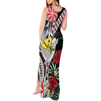 Hawaii Monk Seal Santa Tank Maxi Dress Hibiscus Kakau Pattern Mele Kalikimaka LT9 - Polynesian Pride