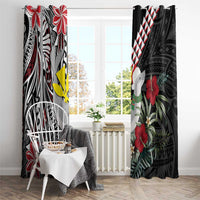 Hawaii Monk Seal Santa Window Curtain Hibiscus Kakau Pattern Mele Kalikimaka LT9 - Polynesian Pride