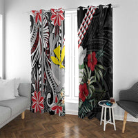 Hawaii Monk Seal Santa Window Curtain Hibiscus Kakau Pattern Mele Kalikimaka LT9 With Grommets Black - Polynesian Pride