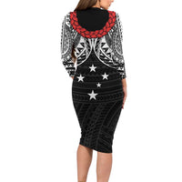 Samoan Tanoa Kava Bowl Ula Fala Family Matching Long Sleeve Bodycon Dress and Hawaiian Shirt Polynesian Tribal Vibe