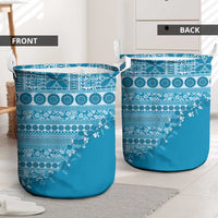 Fiji Marau na Kerisimasi Laundry Basket Aqua Tagimoucia Tapa Masi Tribal LT9 - Polynesian Pride