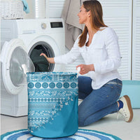 Fiji Marau na Kerisimasi Laundry Basket Aqua Tagimoucia Tapa Masi Tribal LT9 - Polynesian Pride