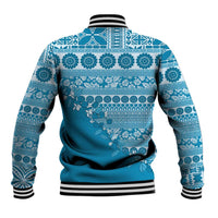 Fiji Marau na Kerisimasi Baseball Jacket Aqua Tagimoucia Tapa Masi Tribal LT9 - Polynesian Pride