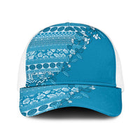 Fiji Marau na Kerisimasi Baseball Net Cap Aqua Tagimoucia Tapa Masi Tribal LT9 One Size White Aqua - Polynesian Pride