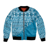 Fiji Marau na Kerisimasi Bomber Jacket Aqua Tagimoucia Tapa Masi Tribal LT9 Unisex Aqua - Polynesian Pride