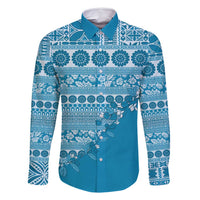 Fiji Marau na Kerisimasi Family Matching Long Sleeve Bodycon Dress and Hawaiian Shirt Aqua Tagimoucia Tapa Masi Tribal - Polynesian Pride