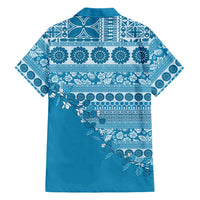 Fiji Marau na Kerisimasi Family Matching Short Sleeve Bodycon Dress and Hawaiian Shirt Aqua Tagimoucia Tapa Masi Tribal - Polynesian Pride