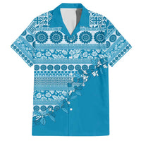Fiji Marau na Kerisimasi Family Matching Tank Maxi Dress and Hawaiian Shirt Aqua Tagimoucia Tapa Masi Tribal - Polynesian Pride