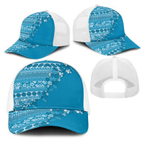 Fiji Marau na Kerisimasi Mesh Trucker Cap Aqua Tagimoucia Tapa Masi Tribal LT9 - Polynesian Pride