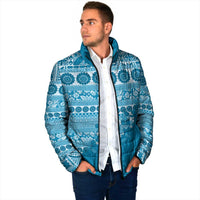 Fiji Marau na Kerisimasi Padded Jacket Aqua Tagimoucia Tapa Masi Tribal LT9 - Polynesian Pride