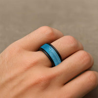 Fiji Marau na Kerisimasi Spinner Ring Aqua Tagimoucia Tapa Masi Tribal - Polynesian Pride