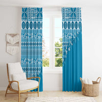 Fiji Marau na Kerisimasi Window Curtain Aqua Tagimoucia Tapa Masi Tribal - Polynesian Pride