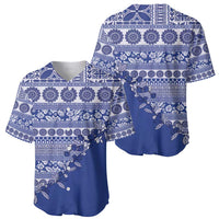 Fiji Marau na Kerisimasi Baseball Jersey Blue Tagimoucia Tapa Masi Tribal LT9 - Polynesian Pride