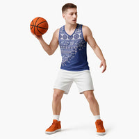 Fiji Marau na Kerisimasi Basketball Jersey Blue Tagimoucia Tapa Masi Tribal LT9 - Polynesian Pride