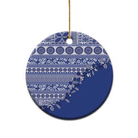 Fiji Marau na Kerisimasi Ceramic Ornament Blue Tagimoucia Tapa Masi Tribal LT9 - Polynesian Pride