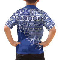Fiji Marau na Kerisimasi Family Matching Long Sleeve Bodycon Dress and Hawaiian Shirt Blue Tagimoucia Tapa Masi Tribal - Polynesian Pride