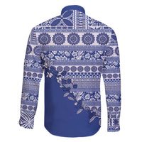 Fiji Marau na Kerisimasi Family Matching Long Sleeve Bodycon Dress and Hawaiian Shirt Blue Tagimoucia Tapa Masi Tribal - Polynesian Pride