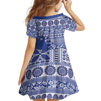 Fiji Marau na Kerisimasi Family Matching Summer Maxi Dress and Hawaiian Shirt Blue Tagimoucia Tapa Masi Tribal - Polynesian Pride