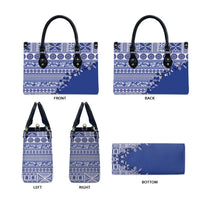 Fiji Marau na Kerisimasi Leather Bag Blue Tagimoucia Tapa Masi Tribal - Polynesian Pride