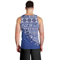 Fiji Marau na Kerisimasi Men Tank Top Blue Tagimoucia Tapa Masi Tribal LT9 - Polynesian Pride