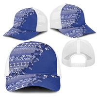 Fiji Marau na Kerisimasi Mesh Trucker Cap Blue Tagimoucia Tapa Masi Tribal LT9 - Polynesian Pride