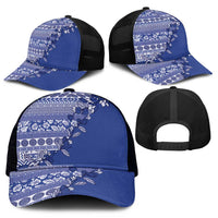 Fiji Marau na Kerisimasi Mesh Trucker Cap Blue Tagimoucia Tapa Masi Tribal - Polynesian Pride