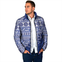 Fiji Marau na Kerisimasi Padded Jacket Blue Tagimoucia Tapa Masi Tribal LT9 - Polynesian Pride