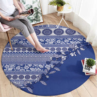Fiji Marau na Kerisimasi Round Carpet Blue Tagimoucia Tapa Masi Tribal - Polynesian Pride