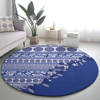 Fiji Marau na Kerisimasi Round Carpet Blue Tagimoucia Tapa Masi Tribal - Polynesian Pride