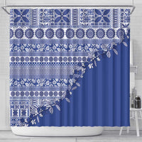 Fiji Marau na Kerisimasi Shower Curtain Blue Tagimoucia Tapa Masi Tribal - Polynesian Pride