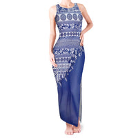 Fiji Marau na Kerisimasi Tank Maxi Dress Blue Tagimoucia Tapa Masi Tribal - Polynesian Pride