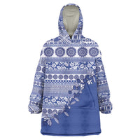 Fiji Marau na Kerisimasi Wearable Blanket Hoodie Blue Tagimoucia Tapa Masi Tribal - Polynesian Pride