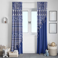 Fiji Marau na Kerisimasi Window Curtain Blue Tagimoucia Tapa Masi Tribal LT9 - Polynesian Pride