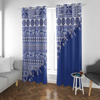 Fiji Marau na Kerisimasi Window Curtain Blue Tagimoucia Tapa Masi Tribal LT9 With Grommets Blue - Polynesian Pride