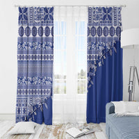 Fiji Marau na Kerisimasi Window Curtain Blue Tagimoucia Tapa Masi Tribal LT9 - Polynesian Pride