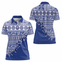 Fiji Marau na Kerisimasi Women Polo Shirt Blue Tagimoucia Tapa Masi Tribal - Polynesian Pride