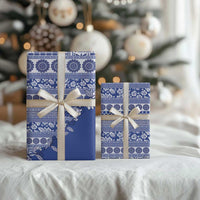 Fiji Marau na Kerisimasi Wrapping Paper Blue Tagimoucia Tapa Masi Tribal LT9 - Polynesian Pride