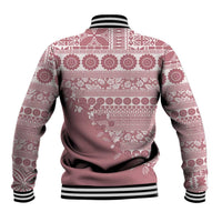 Fiji Marau na Kerisimasi Baseball Jacket Dusty Rose Tagimoucia Tapa Masi Tribal LT9 - Polynesian Pride