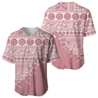 Fiji Marau na Kerisimasi Baseball Jersey Dusty Rose Tagimoucia Tapa Masi Tribal - Polynesian Pride
