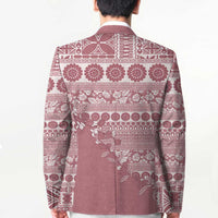 Fiji Marau na Kerisimasi Blazer Dusty Rose Tagimoucia Tapa Masi Tribal - Polynesian Pride